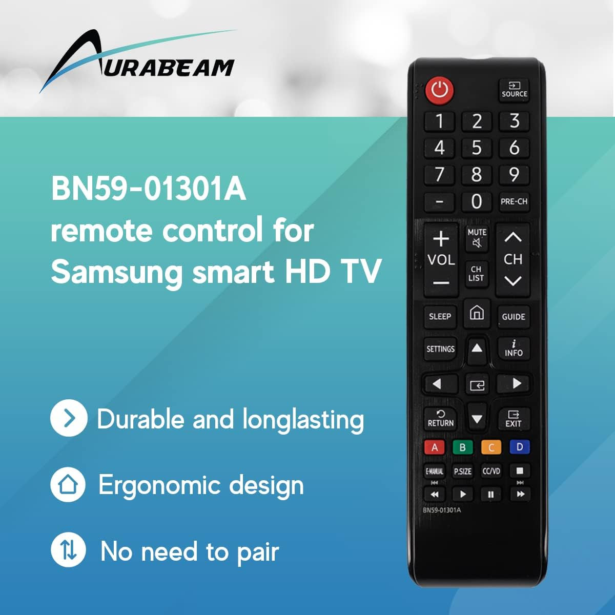 Universal BN59-01301A TV Remote Control Replacement for Samsung Smart 4K UDR HD LED Televisions