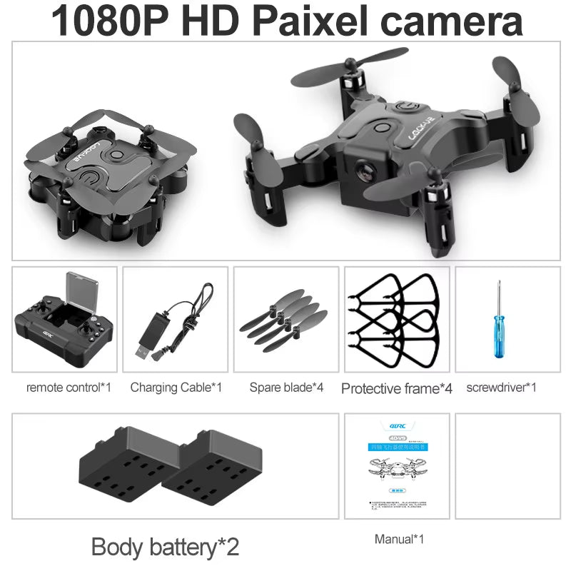 New Mini Drone V2 4K 1080P HD Camera Wifi Fpv Air Pressure Altitude Hold Foldable Quadcopter RC Drone Kid Toy Gift