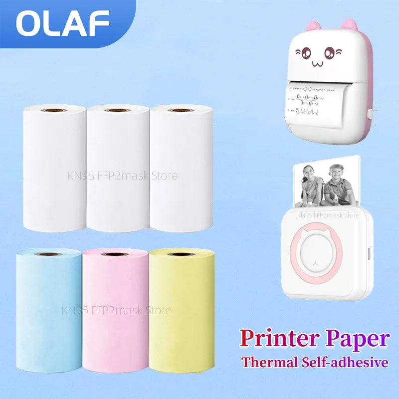 Olaf 57MM Rolls Mini Printer Thermal Paper Label Sticker Self-Adhesive Printing Paper for Mini Printer Kids Instant Print Camera