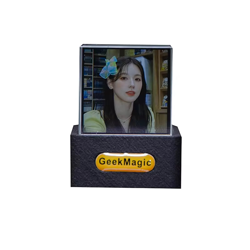 Crystal Cube Photo Display Holographic Desktop Smart Weather Station Digital Clock with GIF Animations Album