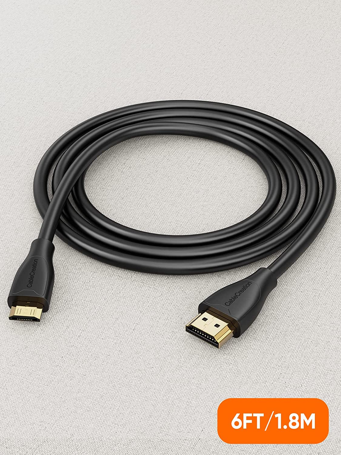 Mini HDMI to HDMI Cable 6FT, 4K High-Speed HDMI to Mini HDMI Adapter, Mini HDMI to Standard HDMI for Graphics Card, HDTV, Camera, HDR-XR50, Z6, EOS RP/EOS R/EOS 7D Mark II/XA40, Etc