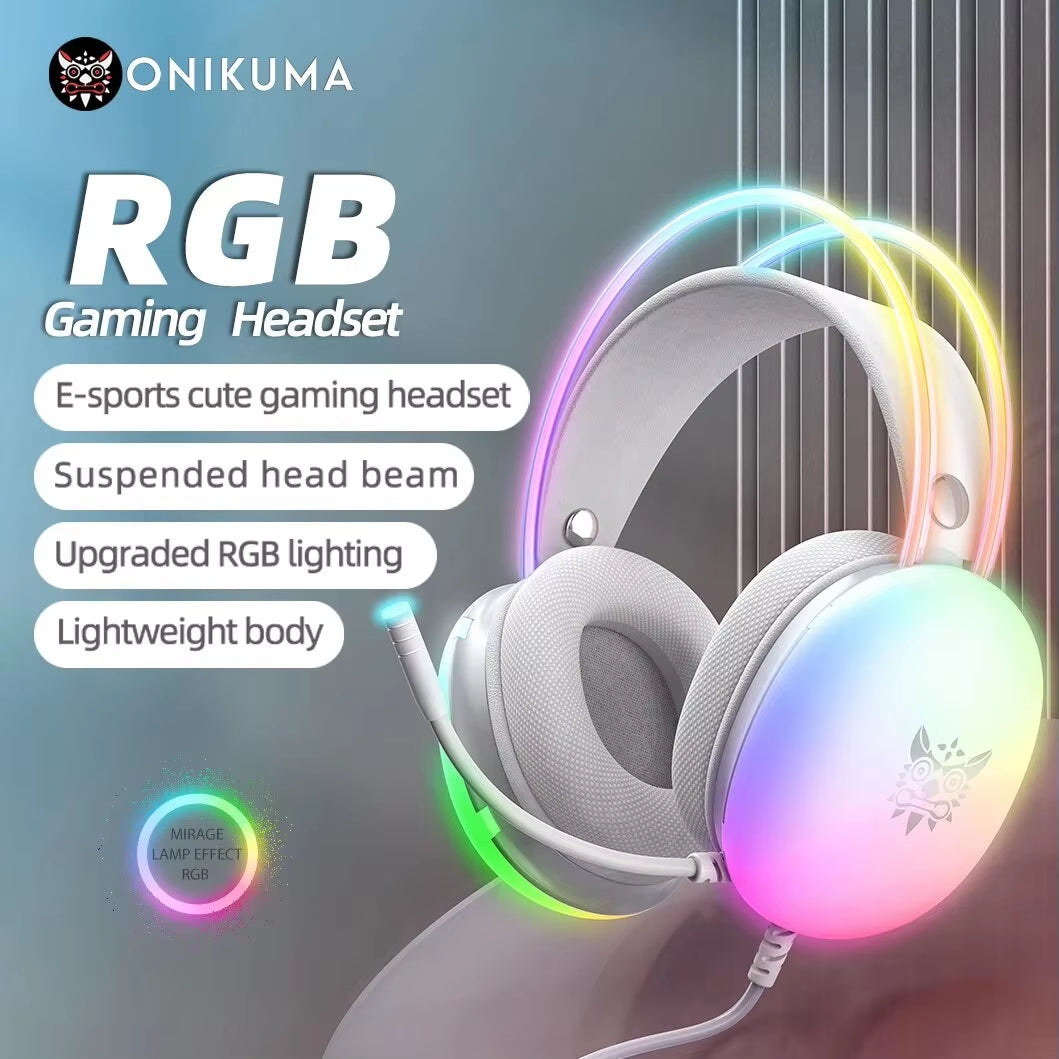 Gaming Headset Esports Package New FULL RGB Light Design Headphones with Mic Headphone for PC Gamer